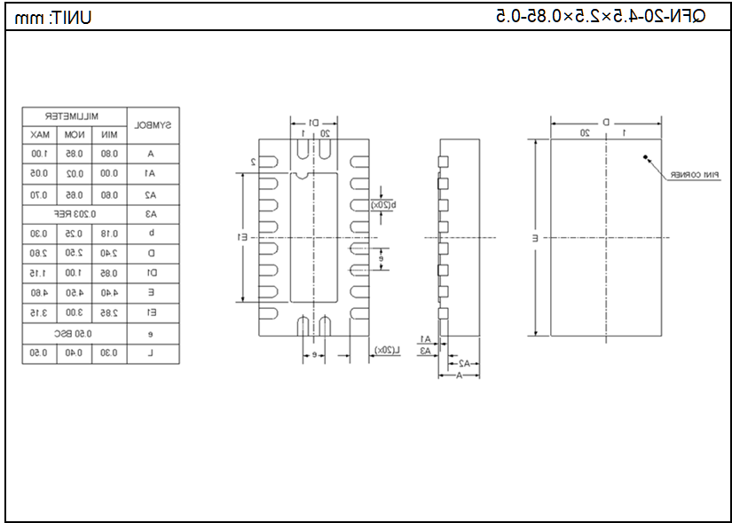 QFN-20-4.5×2.5×0.85-0.5